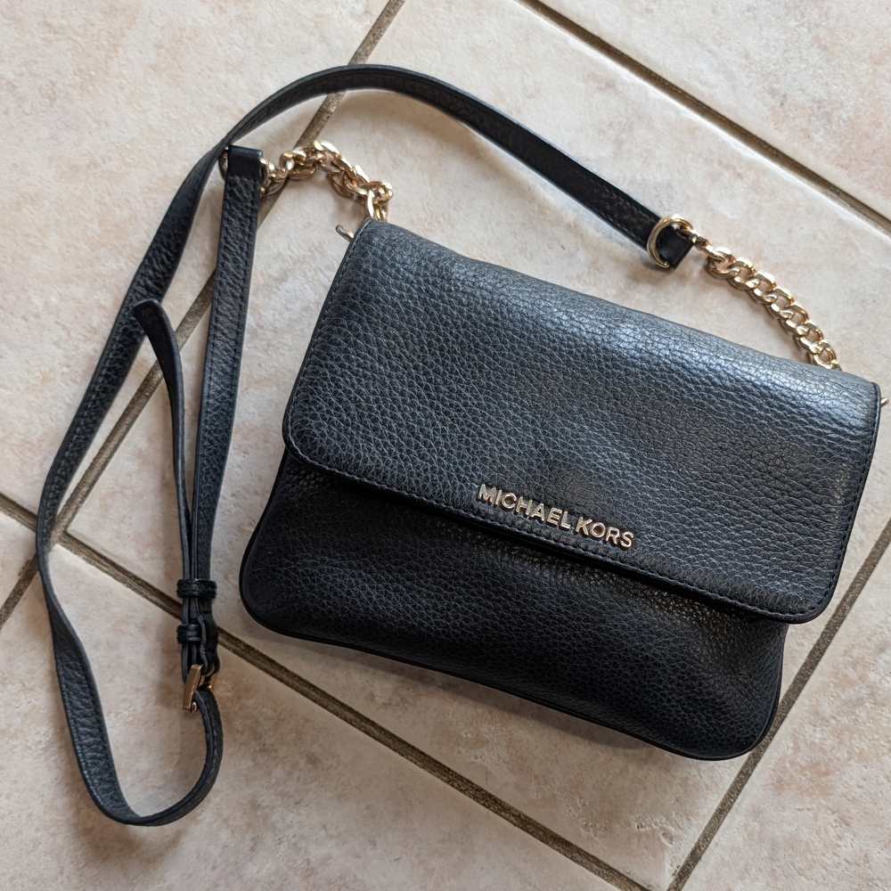Michael Kors Black Leather Crossbody Bag
